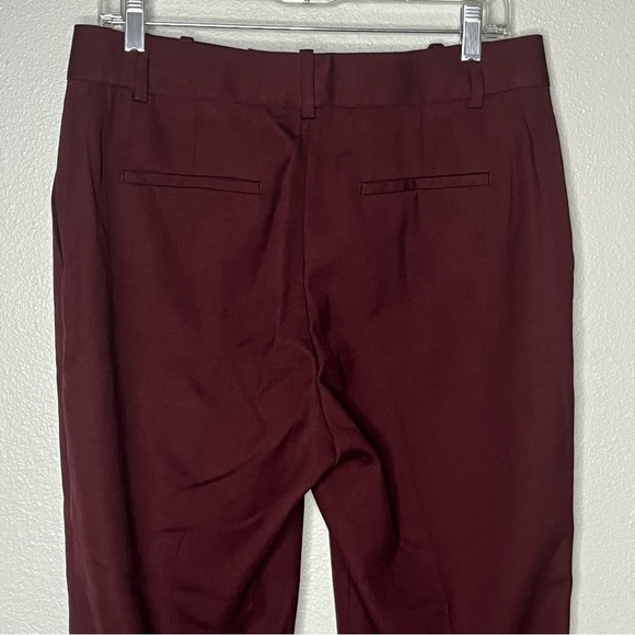 Reiss Straight Leg Cuff Ankle Crop Trouser Pant Women 8 Plum Wool Blend Career - Picture 6 of 9